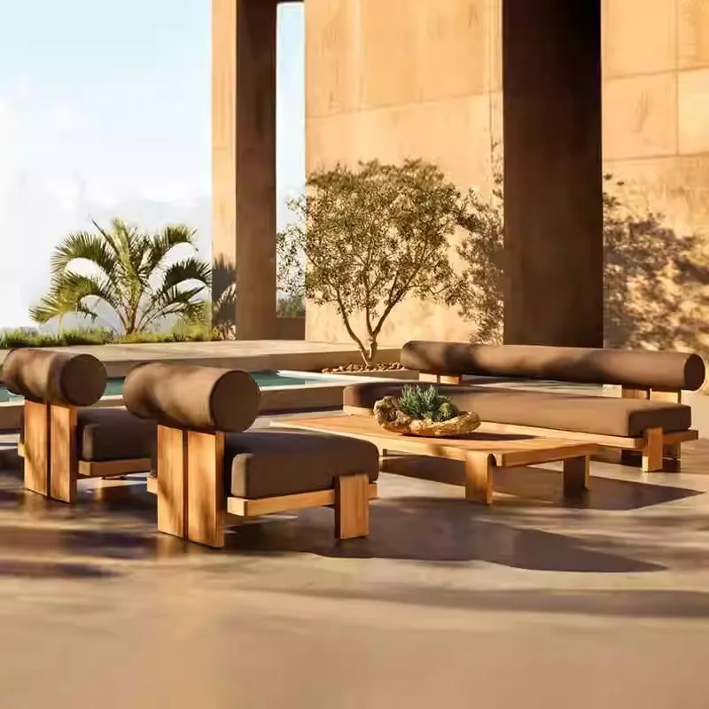 

Outdoor sofa courtyard teak furniture open-air bed and breakfast model room outdoor terrace solid wood leisure preservative