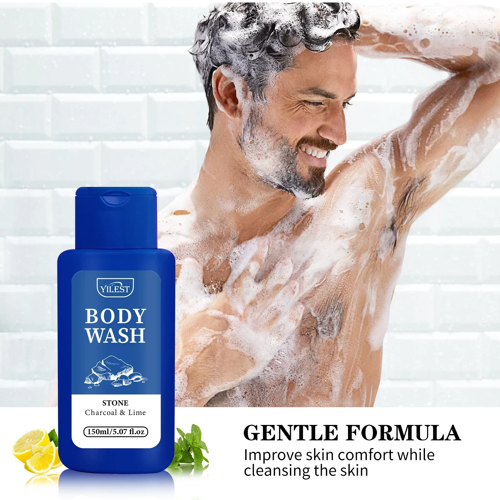 

200ML Men Shower Gel Long Lasting Fragrance Improve Brighten Deep Moisturize Refresh Skin Help Exfoliator Body Wash Lotion