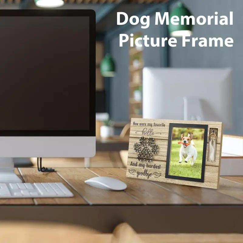 Pet Memorial Photo Frame legno Pet Keepsake con urne per animali domestici bottiglia per cani ceneri cani perdita di gratitudine regalo per cane papà gatto mamma