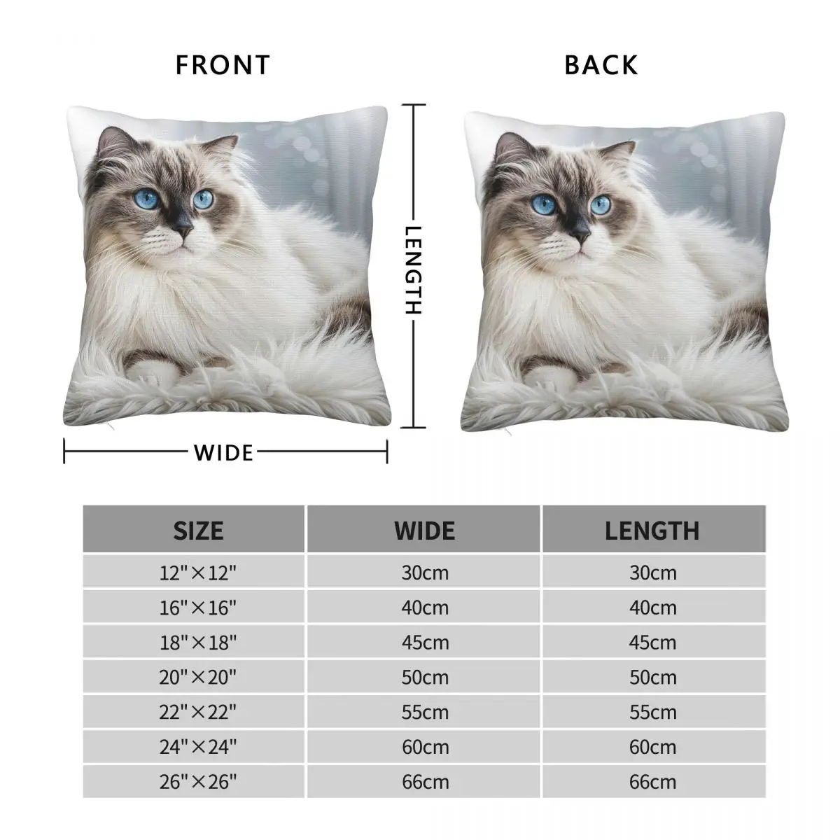 Ragdoll Cat On Fur Rug Square Pillowcase Polyester Linen Velvet Printed Zip Decorative Pillow Case Sofa Cushion Cover 45x45