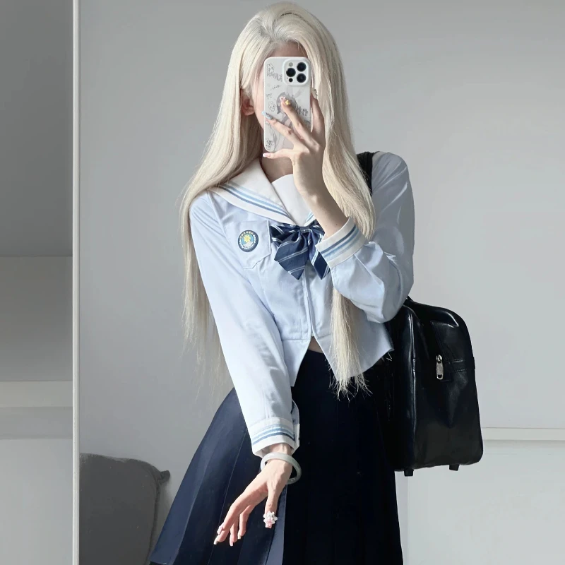 

Harajuku Japanese Original Waisted Aqua Sailor Suit Skirt Jk Collection 2026 Japanese School Style Uniform Pleated New sdf32