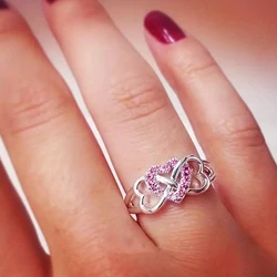 Huitan Multi Color Tiny Zirconia Heart Ring Female Romantic Wedding Bands Silver Color Finger Jewelry Engagement Accessories