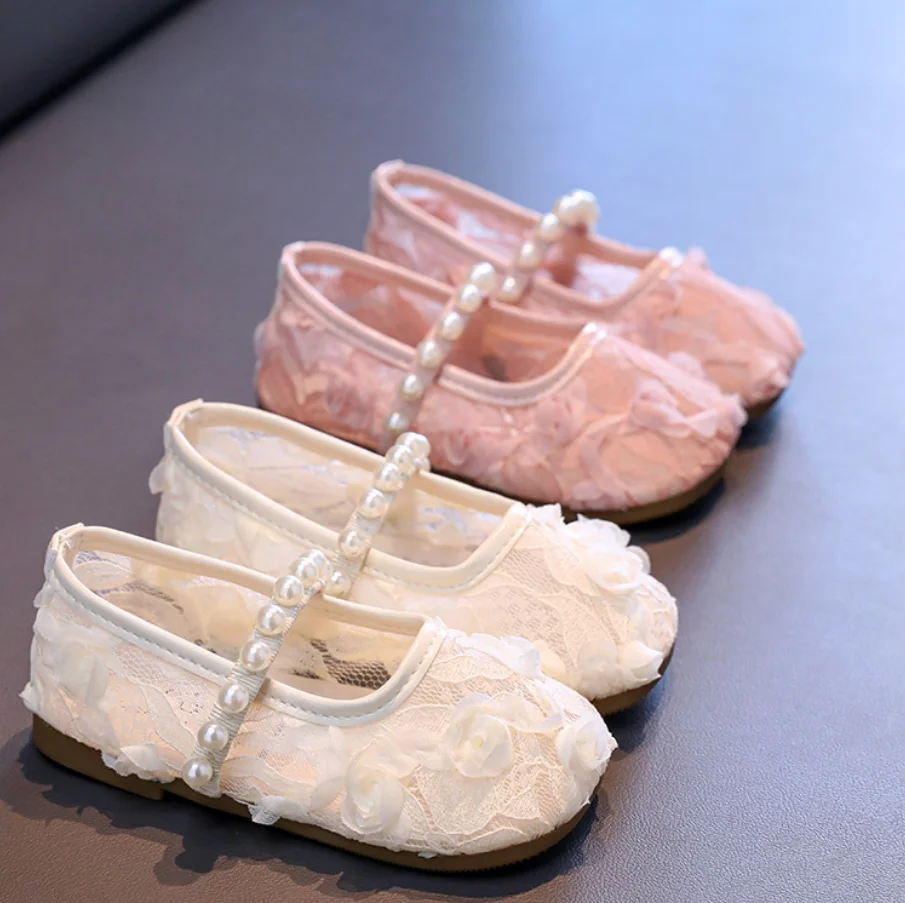 Child Lace Flower Shoe2026 Summer Baby Flat Shoe Anti slip Girl Fashion Dance Shoe Sweet Princess Girl Performance School Sandal