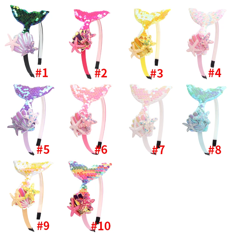 Cosplay Mermaid Headband For Girls Bling Seashell Starfish Birthday Party Hairband DIY Hair Accessories Boutique Gift