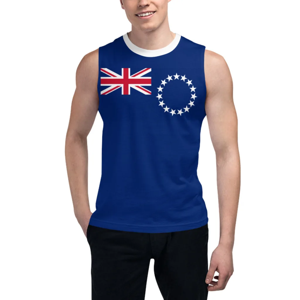 

Футболка без рукавов с флагом острова Кука 3D Мужская футболка для мальчиков Тренажерные залы Майки для фитнеса Бегуны Баскетбольный тренировочный жилет