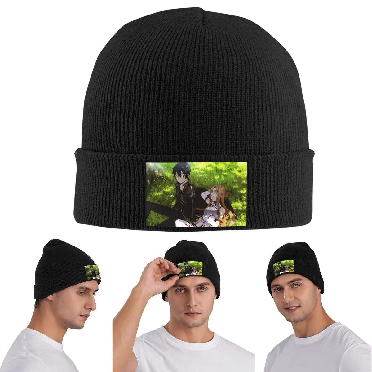 Sword Art Online Sao Yuuki Asuna Anime Warm Knitted Cap Winter Knit Bonnet Hat Skullies Beanies Hip Hop Caps for Unisex