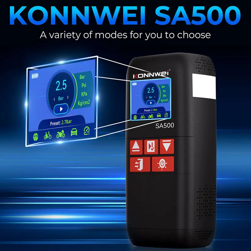 KONNWEI Cars Air Pump Emergency Power Supply Two-in-one SA500 Jump Starter Automatic Indicators Cars Tire Pump with Charger