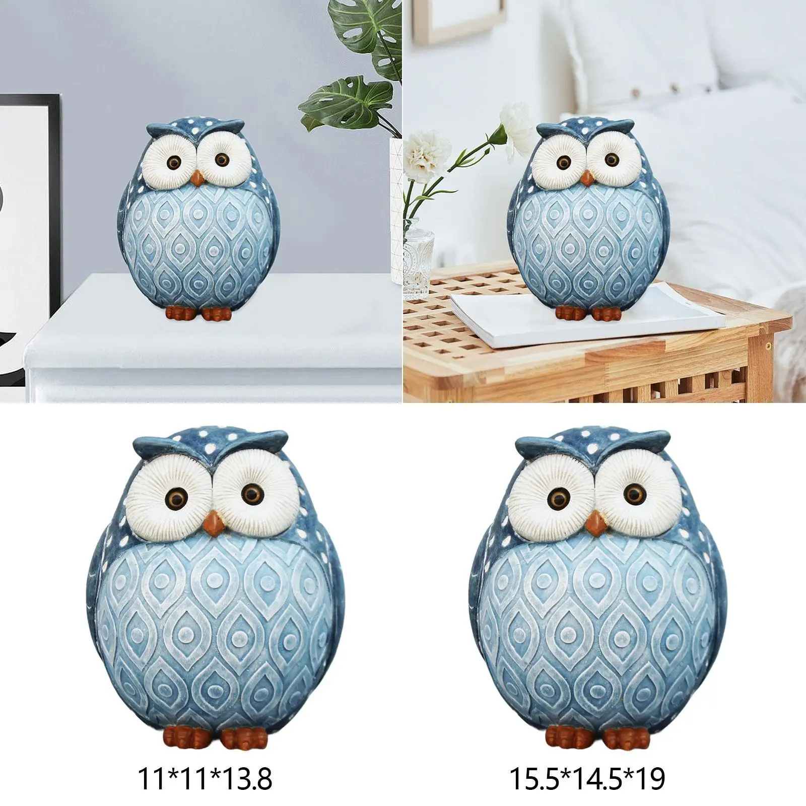 Realistic Owl Resin Figurine Sculpture Home Decorative Object for Bookshelf Bedroom Mantel Party Cafe Bar Decor