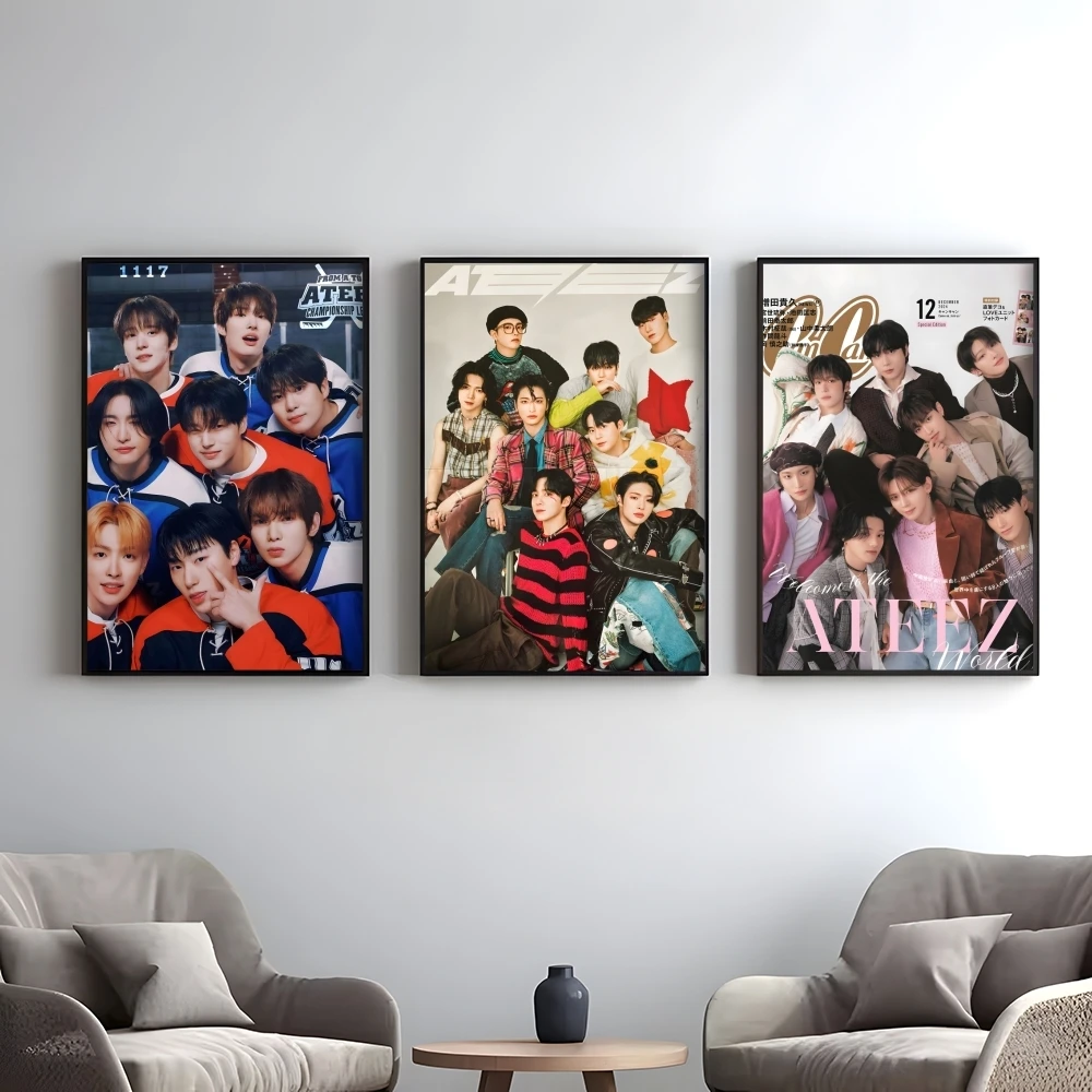 Korea Kpop Band A-ATEEZ Poster Elegant And Affordable Wall Art Stickers For Dormitory Living Room And Bedroom Spaces