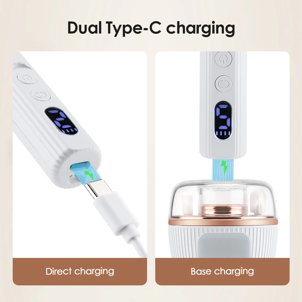 18000RPM 전문가용 무선 전동 네일 드릴 키트 (UV 램프 & 충전 거치대 포함, 5단 속도 조절, 살롱 및 가정용 매니큐어)