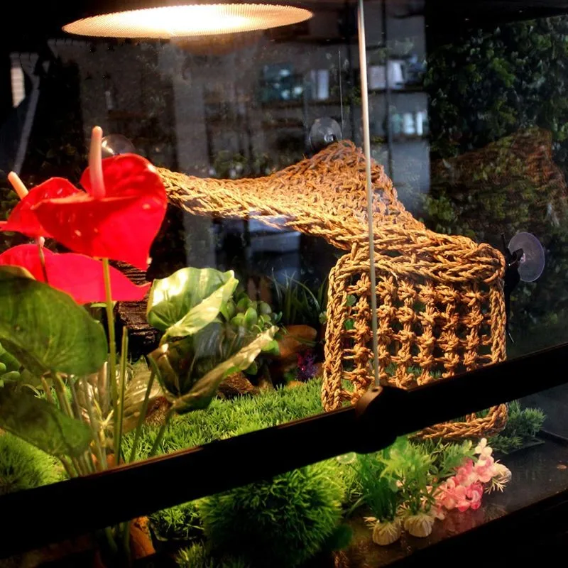 Reptile Seaweed Hammock Swing with Sucker Lizard Grass Mat Pet Bed Reptile Toy Hanging Bed Glass Tank Rainforest Tank S/M/L