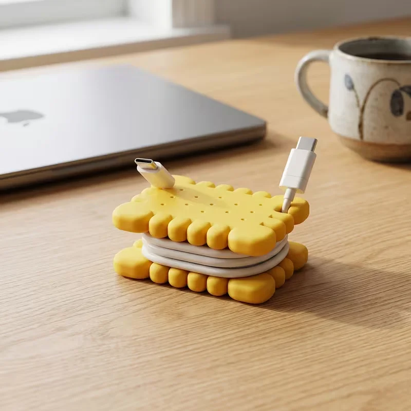Cookie shaped wire winder, delicate and durable. The two-piece design makes assembly easy and storage stable