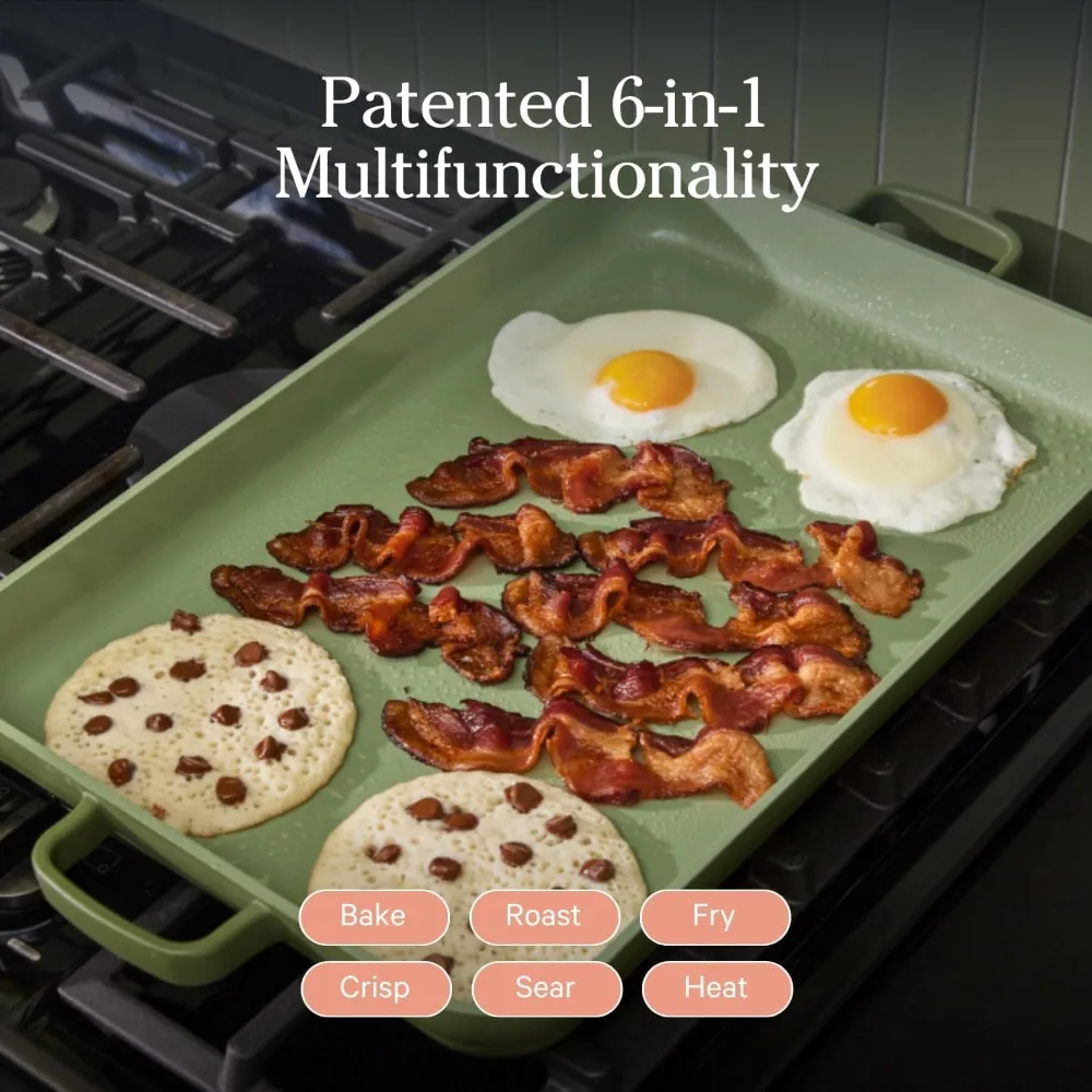 

Griddle Pan Versatile Nonstick Ceramic Sheet Pan Stovetop Griddle with Ergonomic Handles | 5 Qt Capacity, Oven Safe up to 450°F