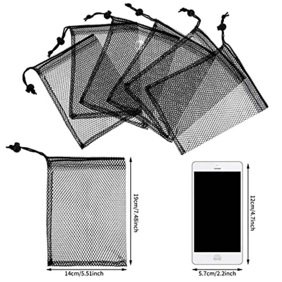 10 Pcs Mesh Bags Drawstring Laundry Bags Large Nylon Mesh Gift Dishwasher Bag with Sliding Drawstring for Kitchen Jewelry Gifts