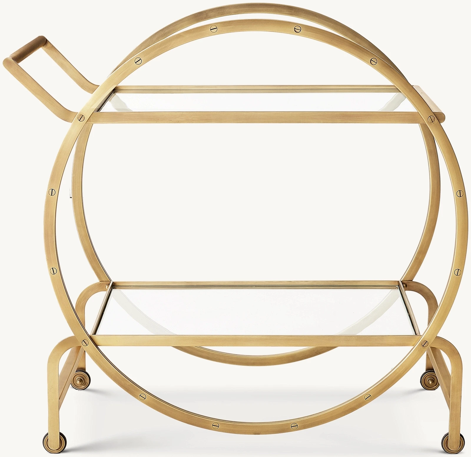 Living Room Bar Cart Round Trolley for Regular Use in Hotel Home and Restaurant, Matte, Glass Base