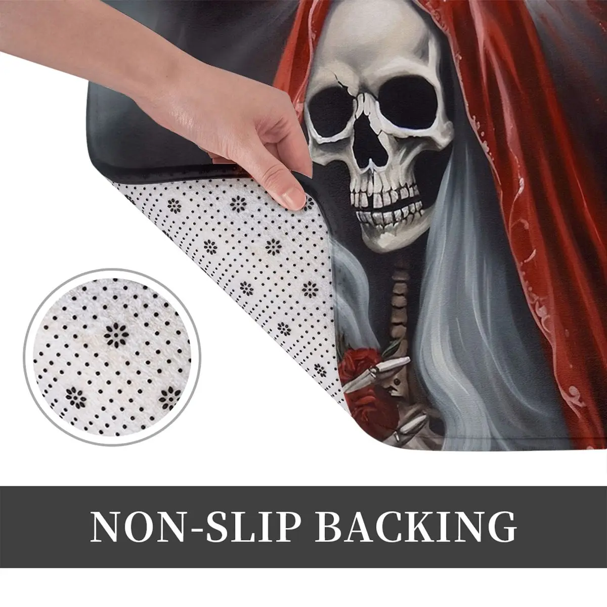 Santa Muerte Saint Death Goth Mexican Muertos Skull Anti-slip Doormat Floor Mat Carpet Rug for Kitchen Entrance Home Footpad Mat