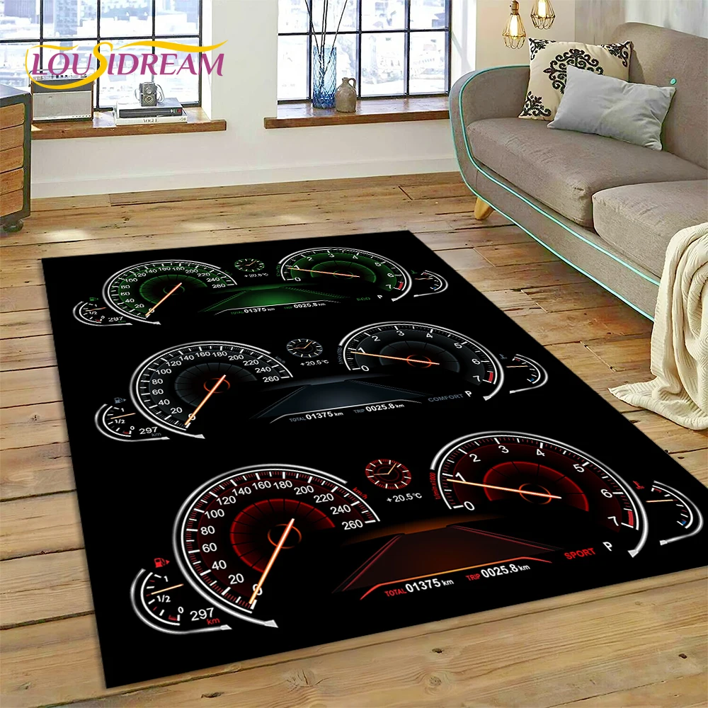 3D Car Dashboard Machine Control Screen Racing Carpet Rug for Bedroom Living Room Home Sofa Decoration, Kid Game Decor Floor Mat