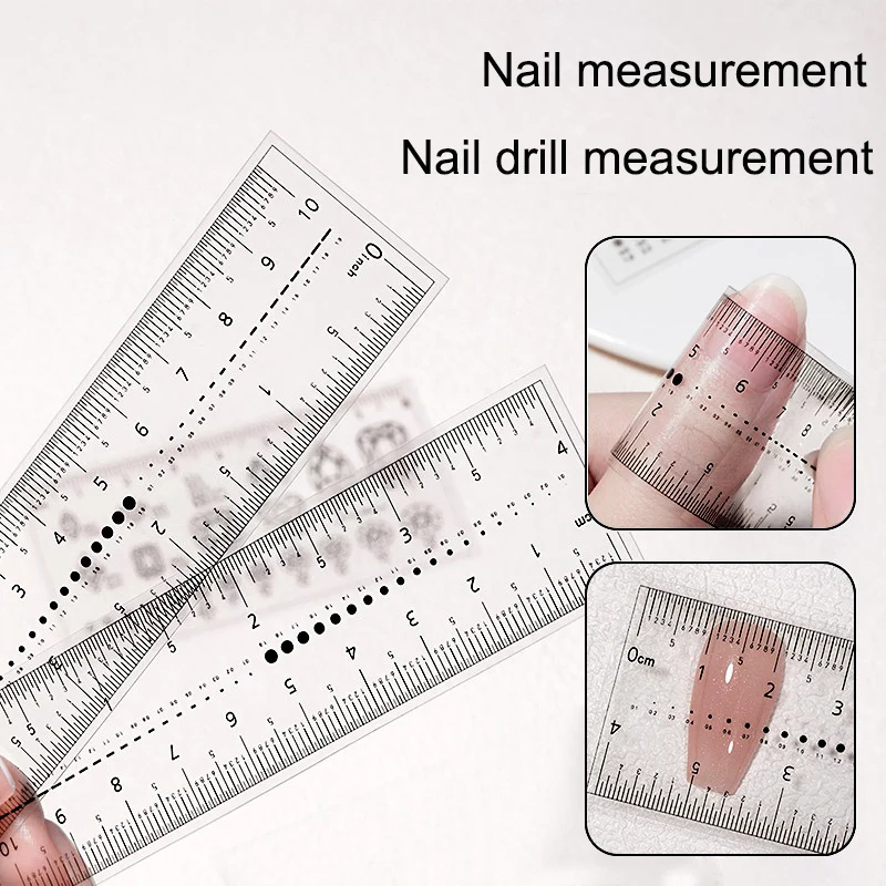 Misscheering Manicure PVC Clear Soft Ruler Transparent Card Scale Can Measure Drill Nail Shop Special Tool Ruler