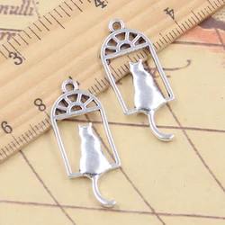 10pcs Charms Cat In Windows 33x13mm Tibetan Silver Color Pendants Antique Jewelry Making DIY Handmade Craft