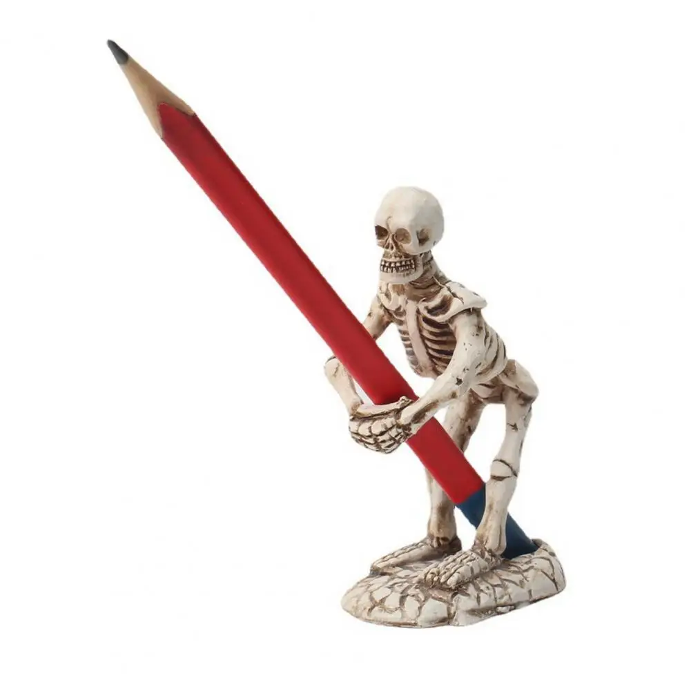 Skeleton Pencil Holder Desktop Pen Holder Resin Skeleton Figurine Pen Holder Sculpture for Home Office Desktop Decoration