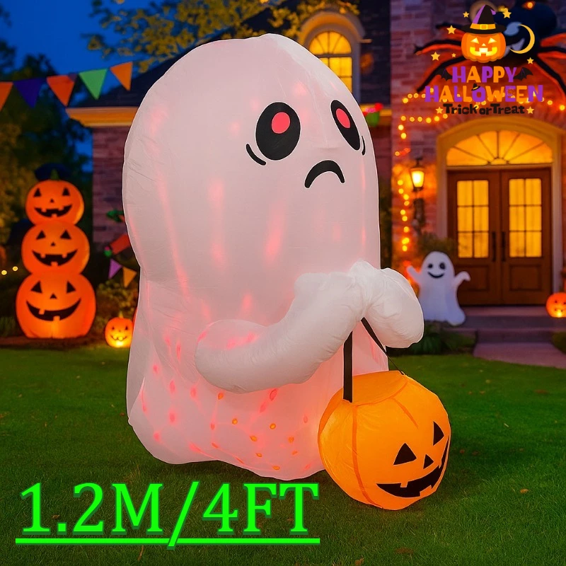 

4FT Party & Holiday DIY Decorations Halloween Inflatable Toys Party Ghost Colorful Lights Inflatable Model Outdoor Garden Decor
