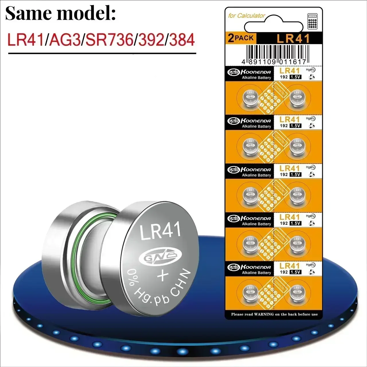 

LR41 button battery, AG3/LR41/192/GP92A/384/392/SR41/SR736SW universal, can be used for laser pointers, thermometers, electronic