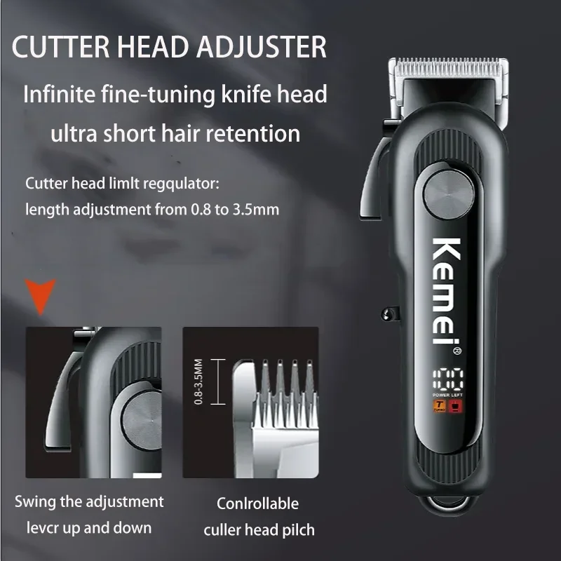 Kemei km-1132 Usb Fast Charging Lcd Power Display High Power Salon Professional Electric Hair Clipper