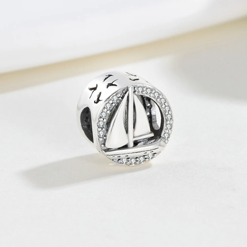 New 925 Sterling Silver Charm Dream Sailing Boat Beads Jewelry Making Original Bracelets Women's Fashion Jewelry Wear Gifts