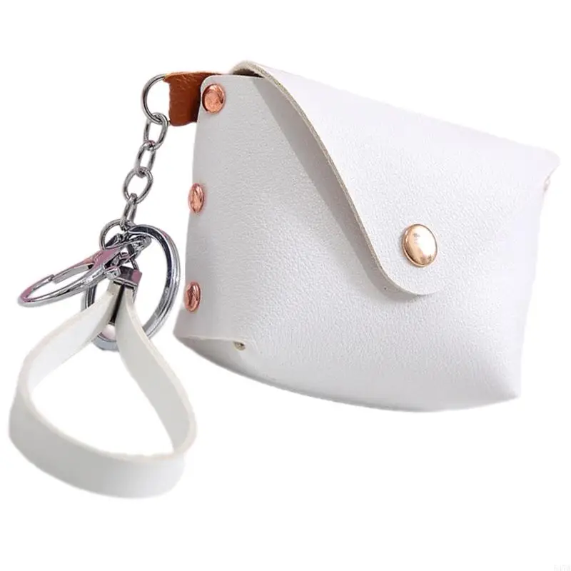 Compact Leather Keychain Wallet for Women Small Coin Purse Card Holder 547A