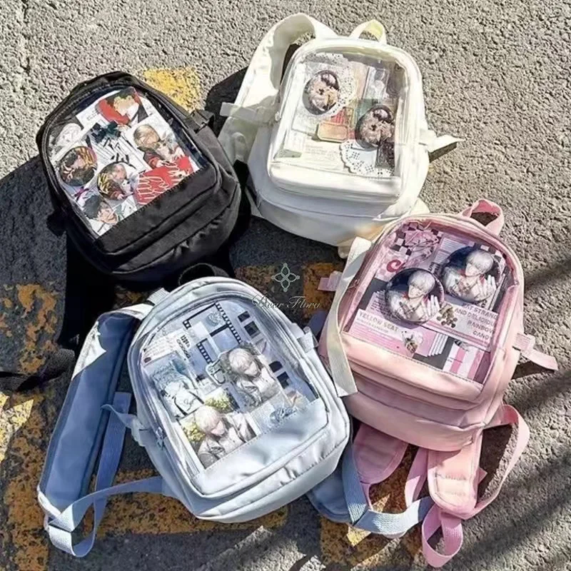 Y2K śliczny Mini plecak kobiety Kawaii Ita torba słodka dziewczyna przezroczysty plecak DIY wyświetlacz osobowości plecak Lolita torba na ramię