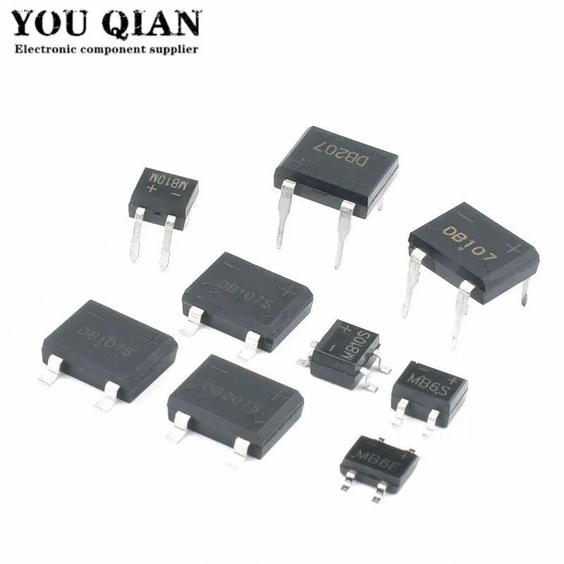 20PCS MB6F MB6S MB8F MB8S MB10F MB10S ABS8 ABS6 ABS10 ABS210 DB104S DB105S DB106S DB107S DB157S DB207S Rectifier Bridge Stack