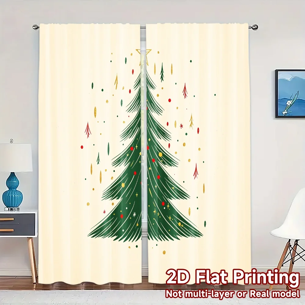 2pcs,Curtains Christmas Tree Festive_c Modern Curtains Digital Printed Versatile Fabric Curtains Decorations For Home Ldeal for