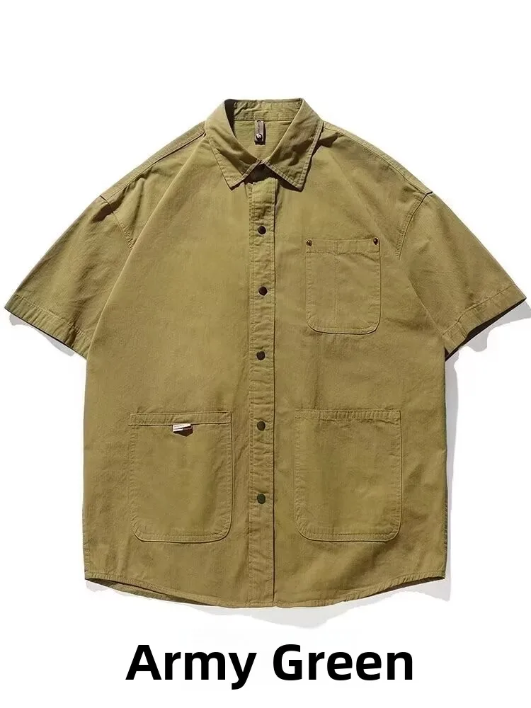 

Casual Men's Short Sleeve Shirt Trendy Workwear Loose Fit Polyester Fabric No Brand Pocket Design Spring Summer New Arrival