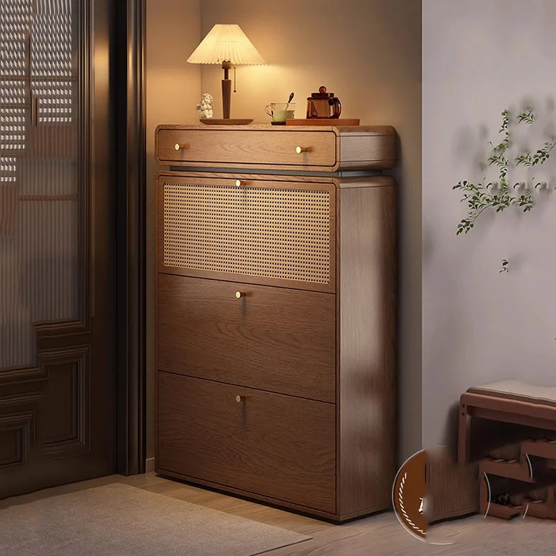 Minimalist Wooden Shoe Cabinet Slim Bedroom Modern Vertical Shoe Shelf Entrance Hall Storage Show Archivadores Salon Furniture