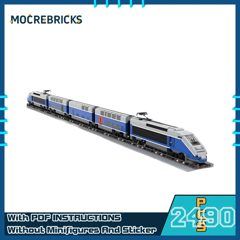 

MOC French Railway Speed Double Decker Flat Bottomed Train Model DIY Building Block Assembly Technology Bricks Toys For Gifts