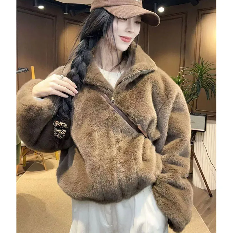

New fur coat winter 2026 Imitation mink velvet Jacket Women Short Outerwear Environmental protection Mao Mao Overcoat Ladies Top