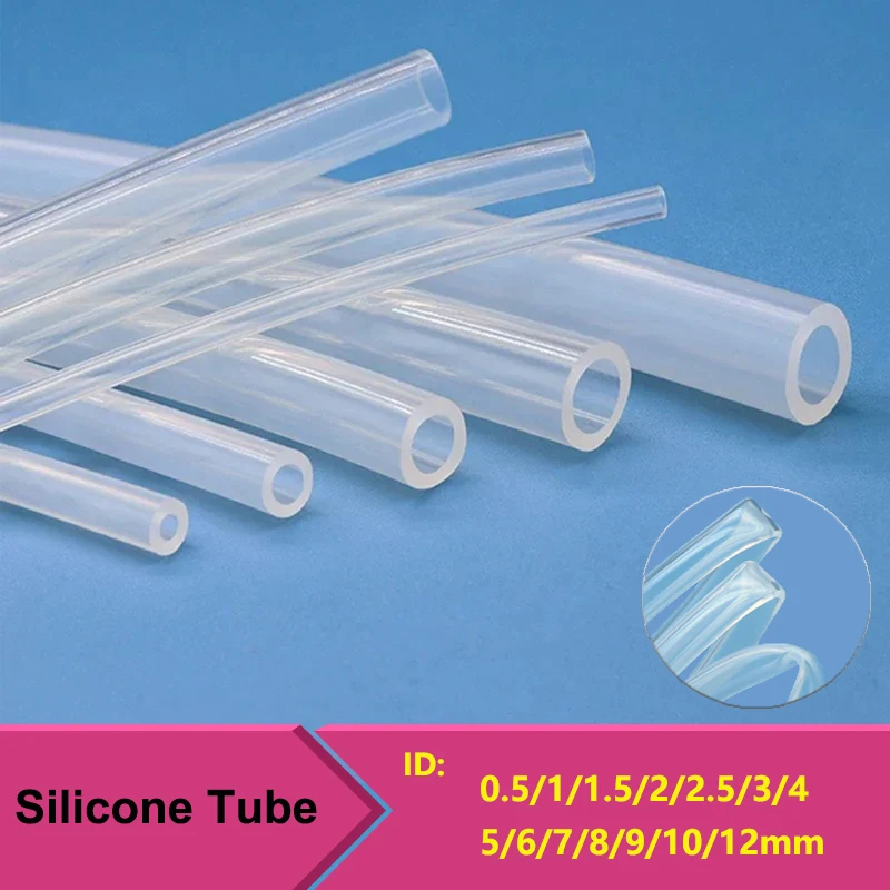 

1/5/10M Food Grade Transparent Silicone Rubber Hose ID 0.5 1 2 3 4 5 6 7 8 9 10 12mm O.D Flexible Nontoxic Silicone Tube Clear