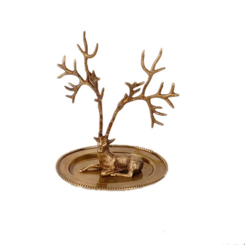 

Brass Elk Jewelry Display Stand Creative Ornament Retro Home Necklace Earrings Jewelry Stand