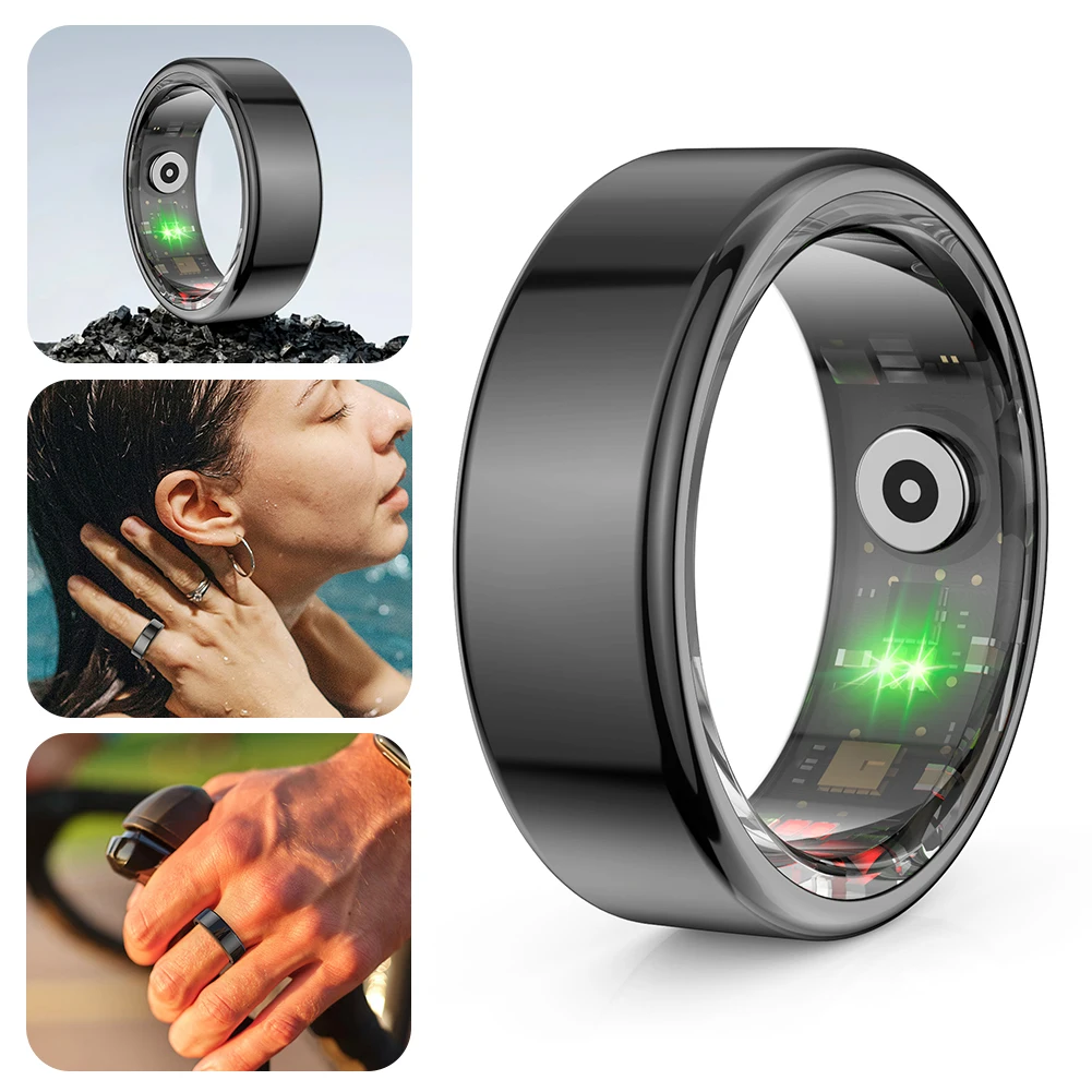 R02 Smart Ring Fitness Tracker Anello IP68 e 5ATM Tracker della frequenza cardiaca impermeabile Modalità multi-sport Indossabile per Android per IOS