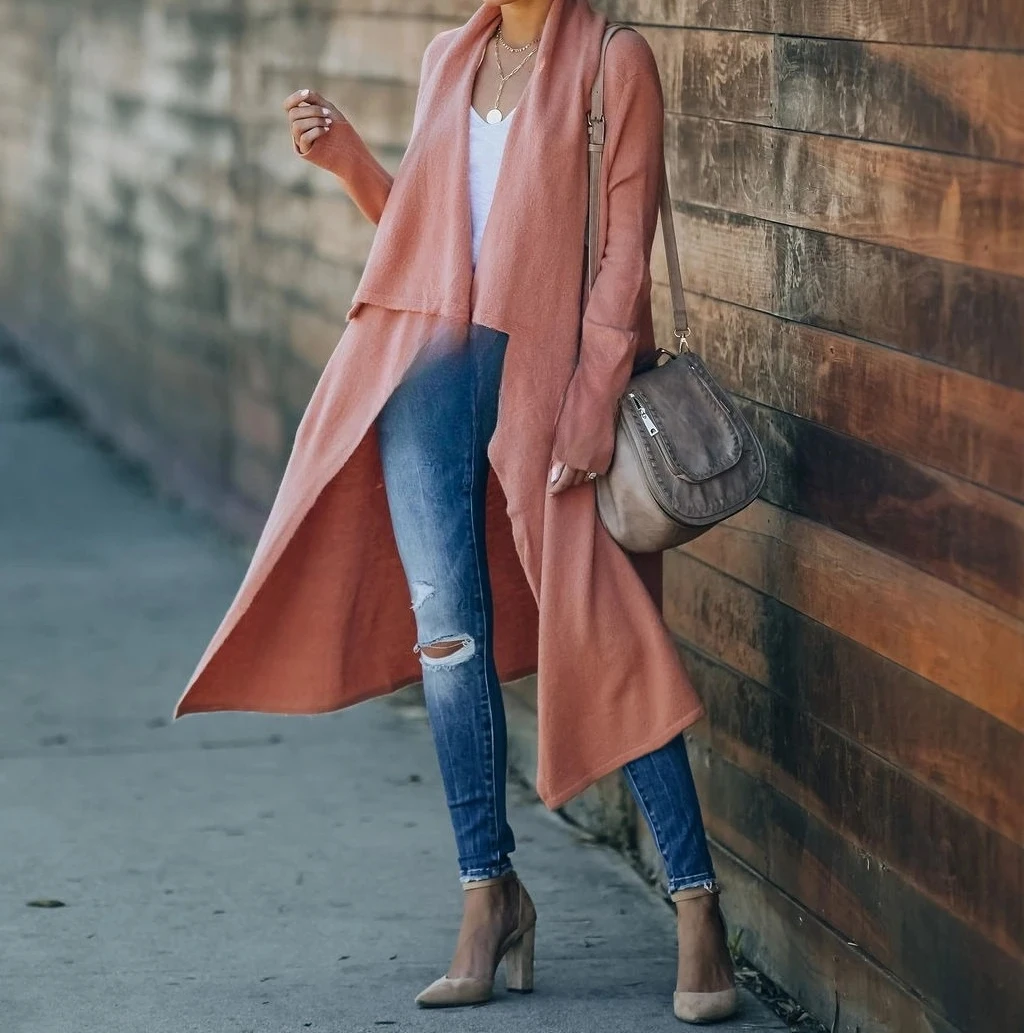 2026 Spring New Women's Long Personalized and Fashionable Commuter Knitted Jacket
