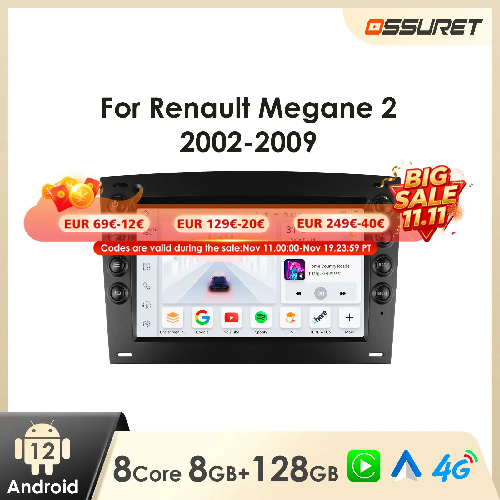7 Inch Android Auto Multimedia Speler Voor Renault Megane 2 2002 - 2009 Autoradio Speler Stereo Carplay 2din Autoradio Head Unit