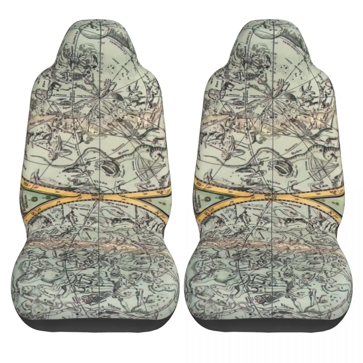 Celestial Map Retro Car Seat Cover Custom Printing Universal Front Protector Accessories Cushion Set