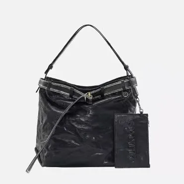 

GRTT Joy Series Stray Mother & Child Bag Black Stone Hobo Tote Vegetable-Tanned Woven Leather Single Shoulder Crossbody Bag
