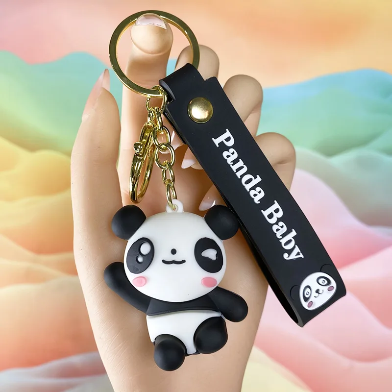 3D Karet PVC Kartun Panada Gantungan Kunci Ransel Aksesoris Liontin Gantungan Kunci Pabrik Disesuaikan Kartun Karet Lembut Gantungan Kunci