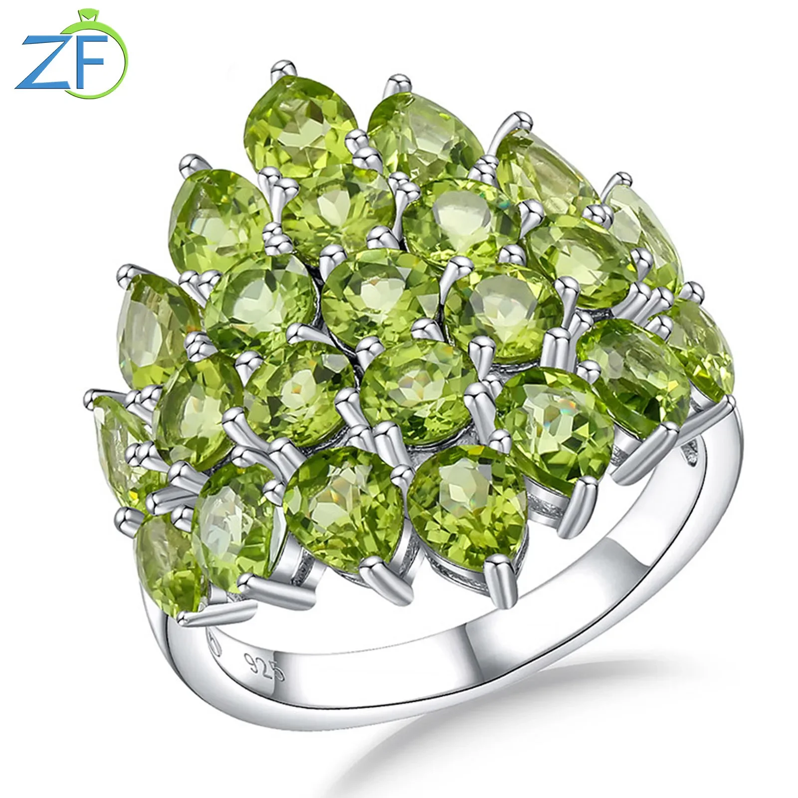 

GZ ZONGFA Original 925 Sterling Silve Rings for Women Natural Peridot Diopside Gemstone 2ct Trendy Wedding Gifts Fine Jewelry