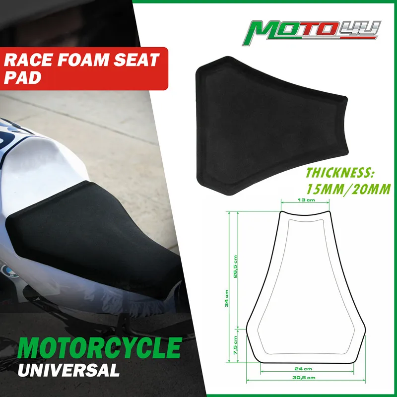 Motorcycle Race Foam Seat Pad Cut Black Universal 15mm/20mm thick For yamaha For honda For Ducati For BMW