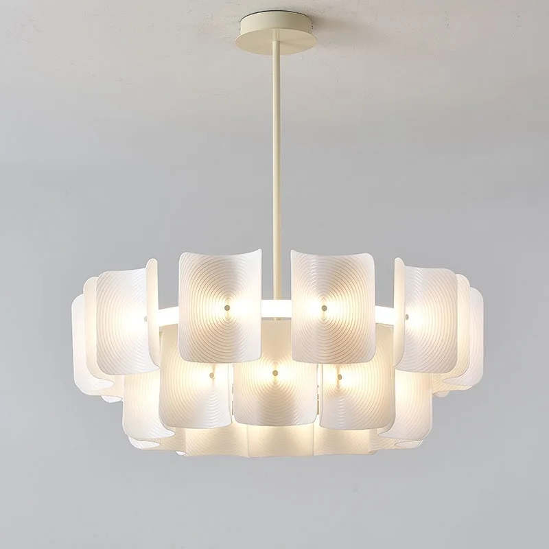 White Large Chandelier Minimalist Wabi Sabi Acrylic Lamp Dining Living Room Hotel Lobby Hanging Lamp