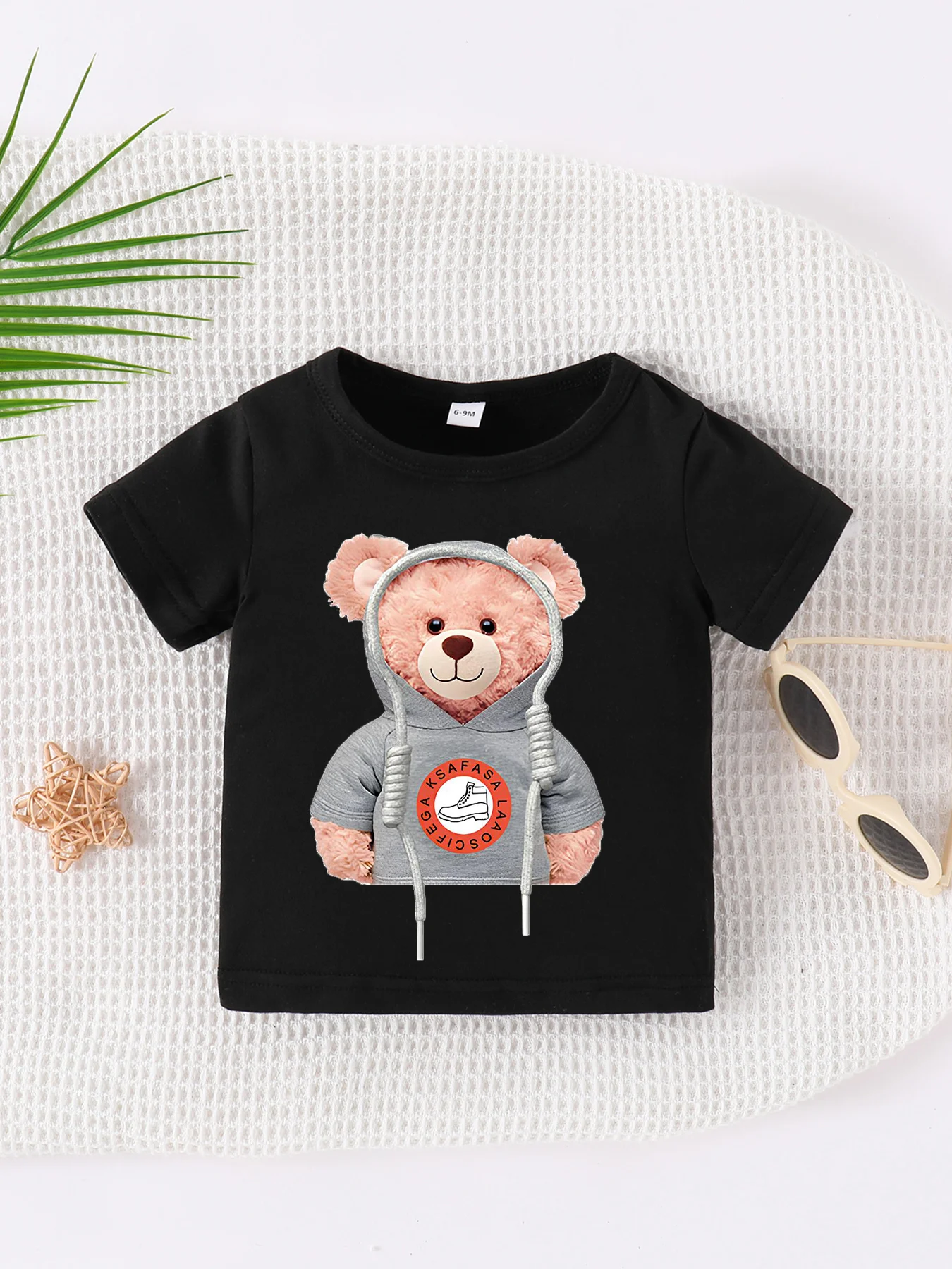 0-3 year old Summer Newborn New Solid Color Print Pullover Round Neck Short Sleeve T-shirt for Male and Female Infants and Babi