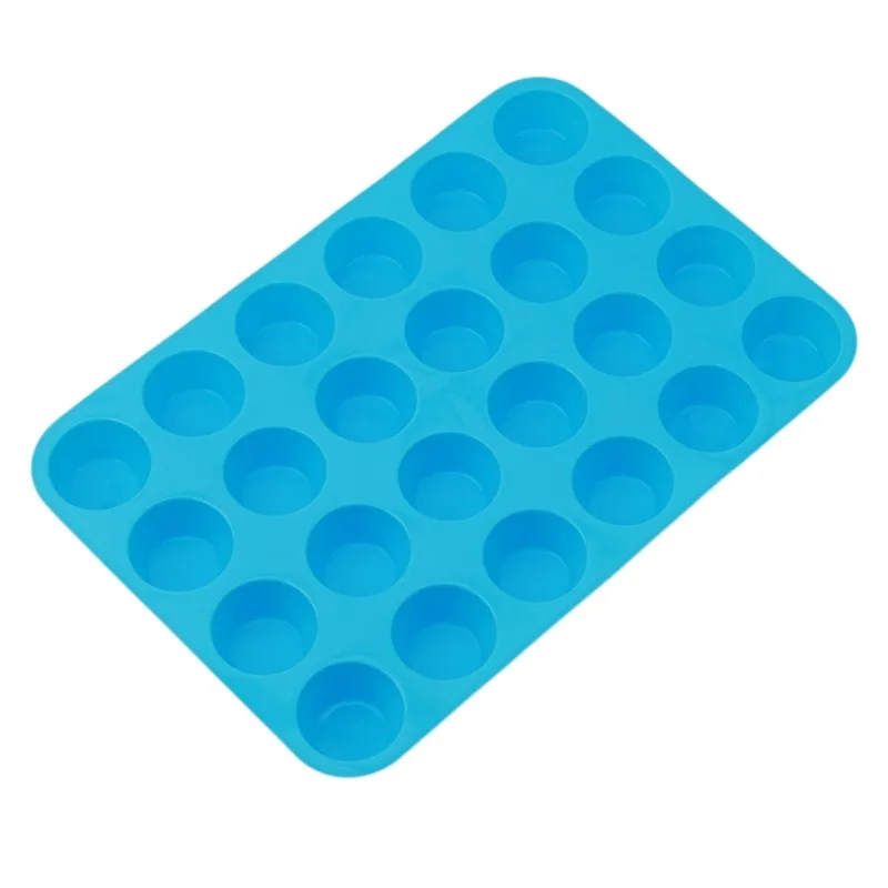 24-Hole Cake Mold Silicone Soap Cookies Cupcake Bakeware Pan Tray Mould Home Mini Muffin Cup 3D Non-stick Jelly&Candy Mold