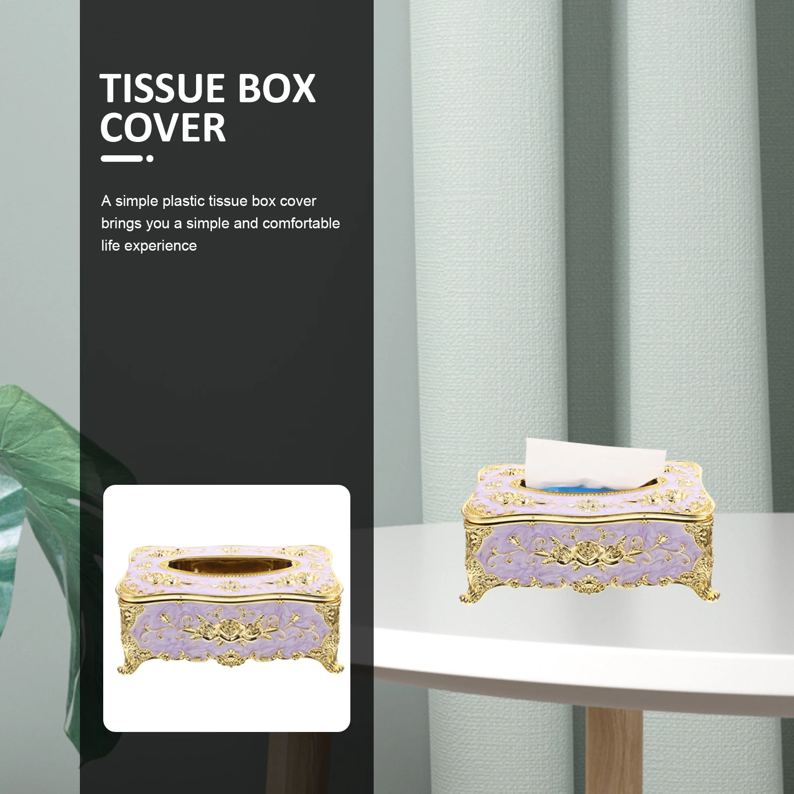 

Plastic Tissue Box Cover Clear European Style Home Napkin Holder Basket Blue Color Various Scenes Car Tissue Box